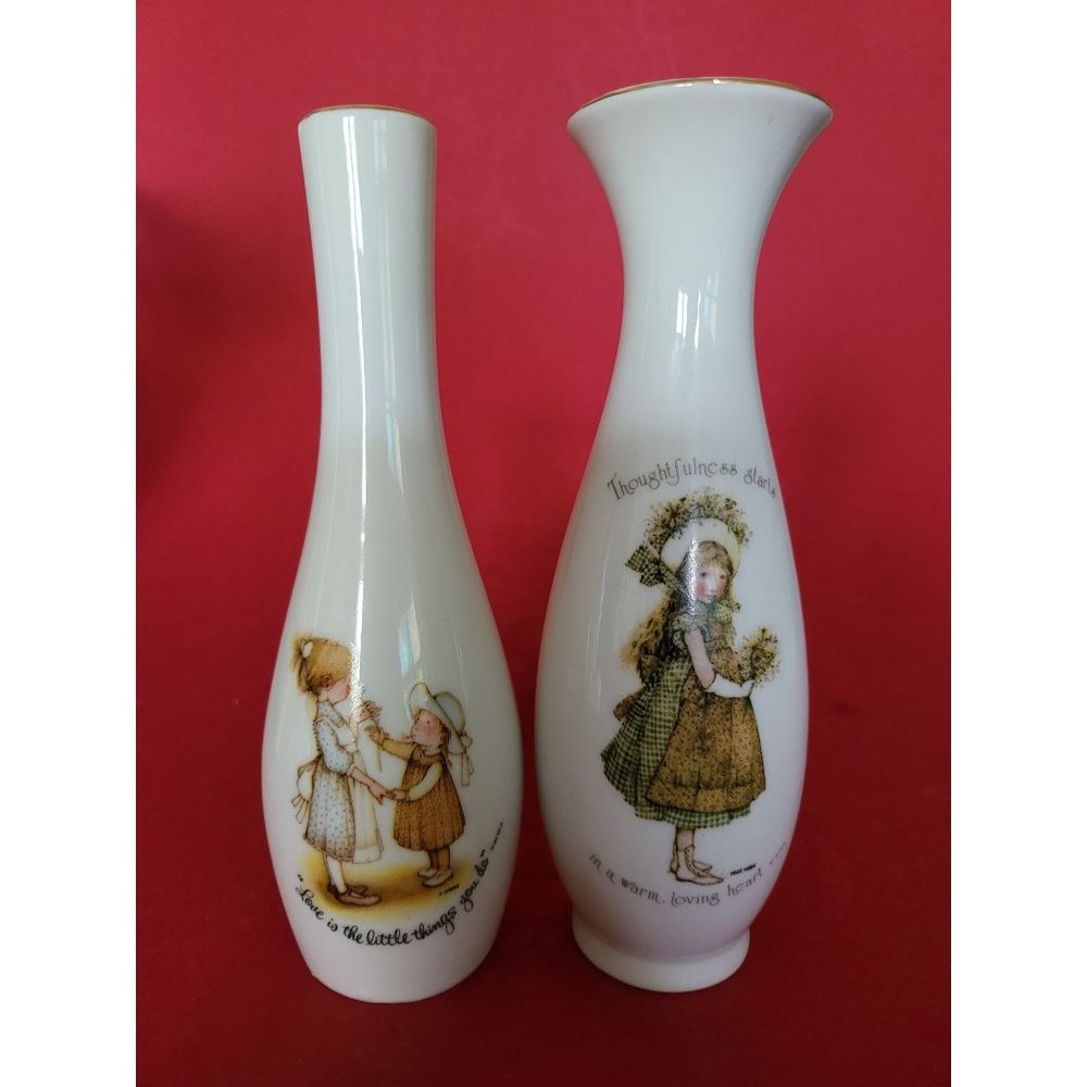 Vintage Holly Hobbie Vase 1974 Set of 2